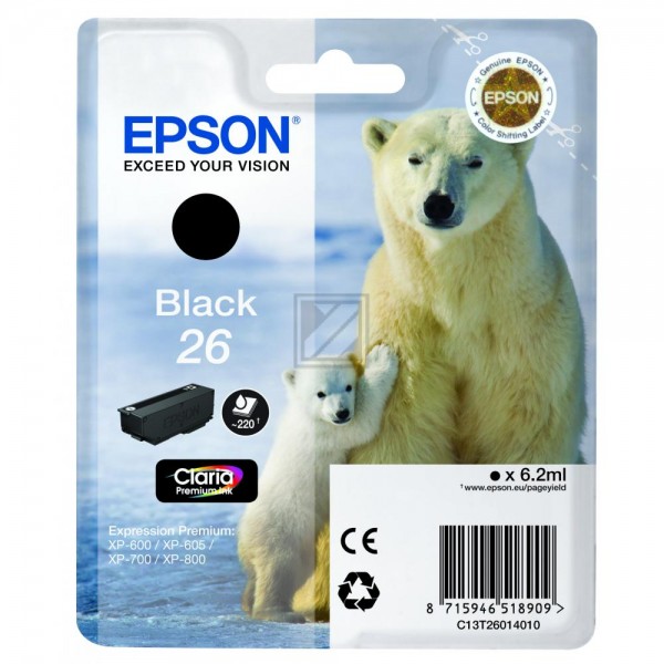 EPSON 26 / T2601 schwarz Tintenpatrone