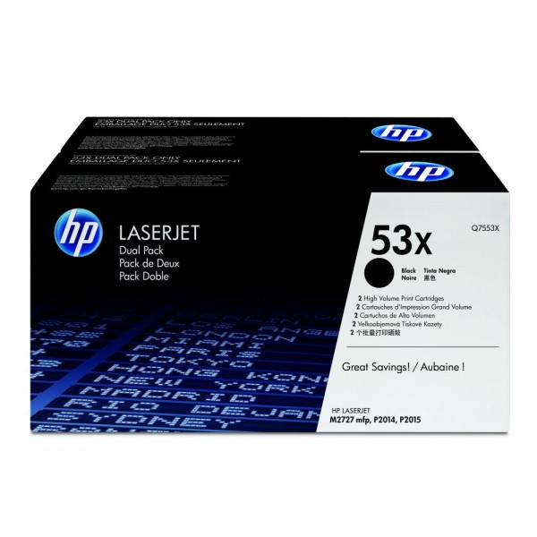 Original HP Q7553XD / 53X Toner Schwarz Doppelpack XL