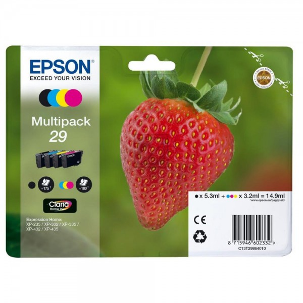 4 EPSON 29 / T2986 schwarz, cyan, magenta, gelb Tintenpatronen