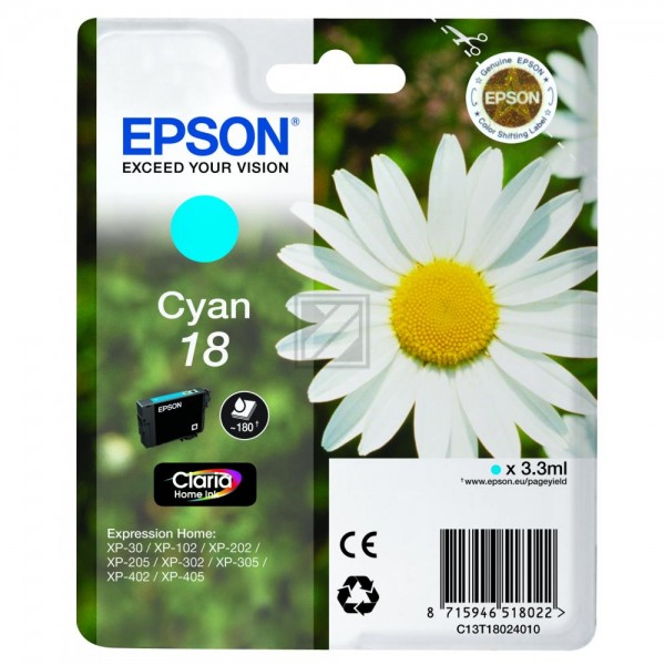 EPSON 18 / T1802 cyan Tintenpatrone
