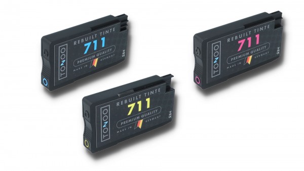 Tonoo® Tinte ersetzt HP P2V32A | 711 C/M/Y Spar Set