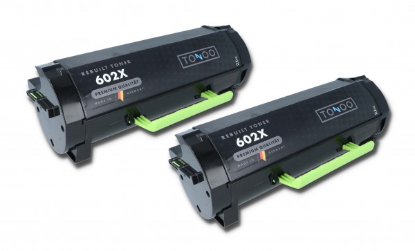 Tonoo® Toner ersetzt Lexmark 602X | 60F2X00 Schwarz Doppelpack XXL