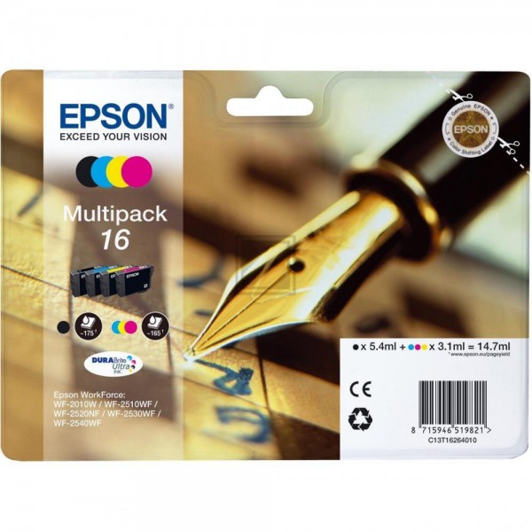 4 EPSON 16 / T1626 schwarz, cyan, magenta, gelb Tintenpatronen