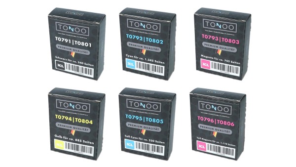 Tonoo® Tinte ersetzt Epson T0807 | C13T08074011 | 6 Farben Spar Set