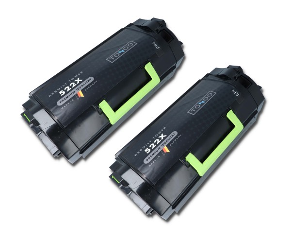 Tonoo® Toner ersetzt Lexmark 522X | 52D2X00 Schwarz Doppelpack XXL