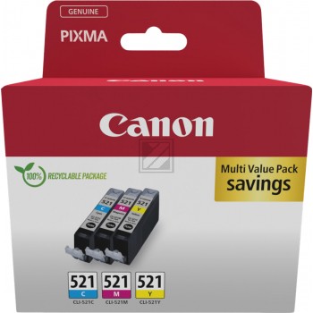 Canon CLI-521 C/M/Y cyan, magenta, gelb Druckerpatronen, 3er-Set