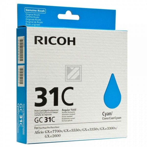Original Ricoh Type GC31C | 405689 Tinte Cyan