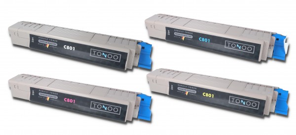 Tonoo® Toner ersetzt OKI C801dn | C801n | C821dn | C821n | Set