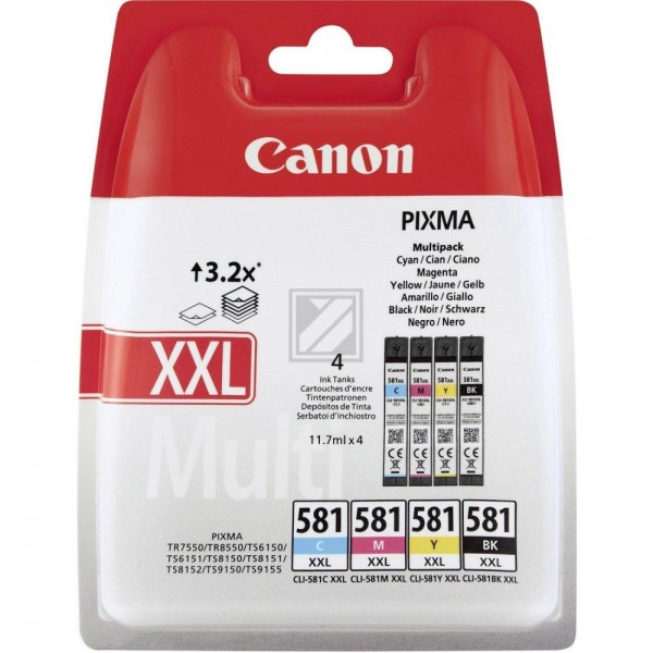 4 Canon CLI-581XXL BK/C/M/Y schwarz, cyan, magenta, gelb Tintenpatronen