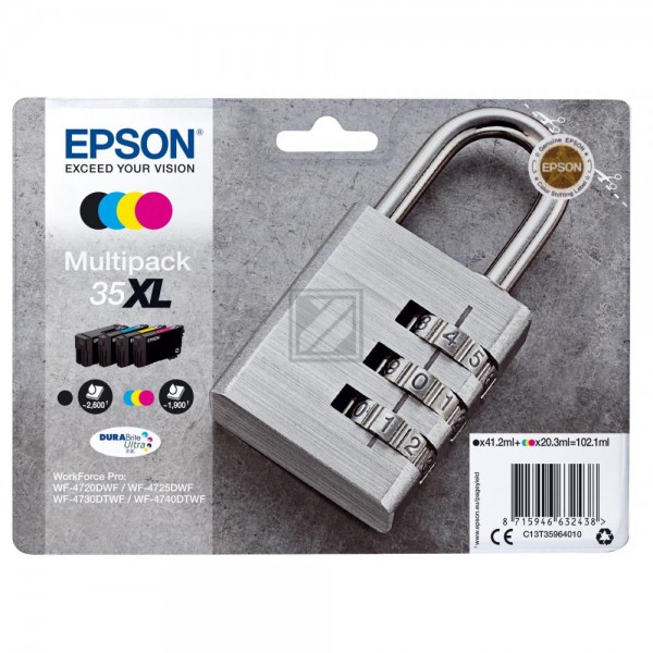 4 EPSON 35XL / T3596XL schwarz, cyan, magenta, gelb Tintenpatronen