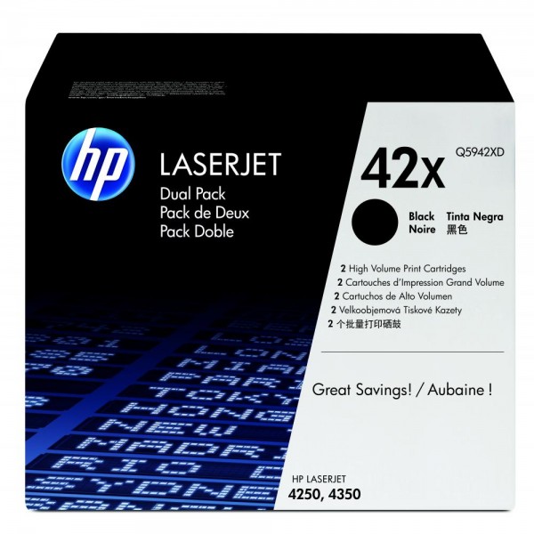 Original HP Q5942XD / 42X Toner Schwarz Doppelpack XL