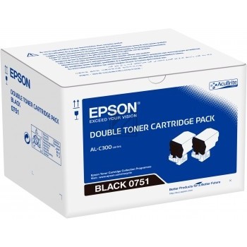 Original Epson C13S050751 Toner Schwarz Doppel Pack