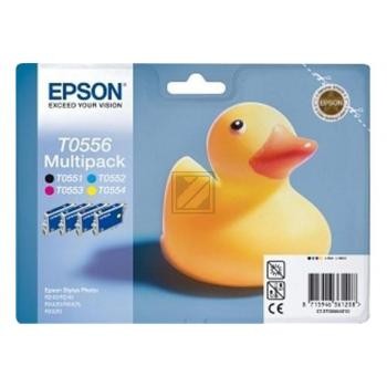 4 EPSON T0556 schwarz, cyan, magenta, gelb Tintenpatronen