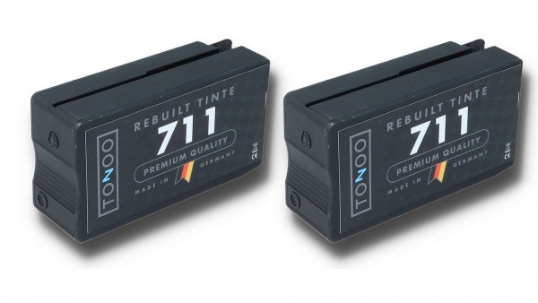 Tonoo® Tinte ersetzt HP P2V31A | 711 Schwarz Doppelpack