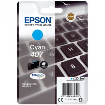Original Epson 407 | C13T07U240 Tinte Cyan