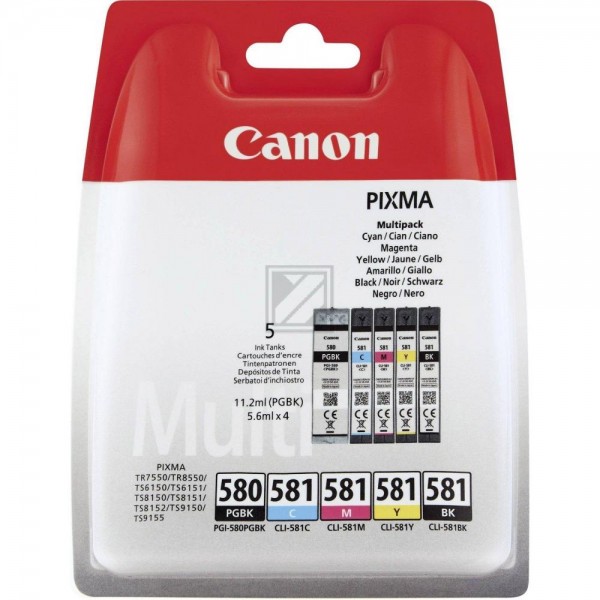Canon PGI-580 PGBK/CLI-581 BK/C/M/Y schwarz, cyan, magenta, gelb Tintenpatronen