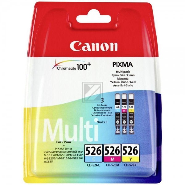 3 Canon CLI-526 C/M/Y cyan, magenta, gelb Tintenpatronen