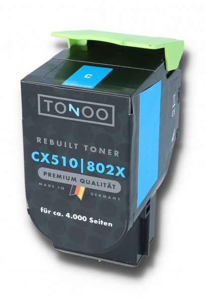 Tonoo® Toner ersetzt Lexmark 802XC | 80C2XC0 Cyan XXL