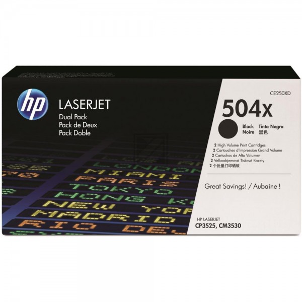 Original HP CE250XD / 504X Toner Schwarz Doppelpack XL