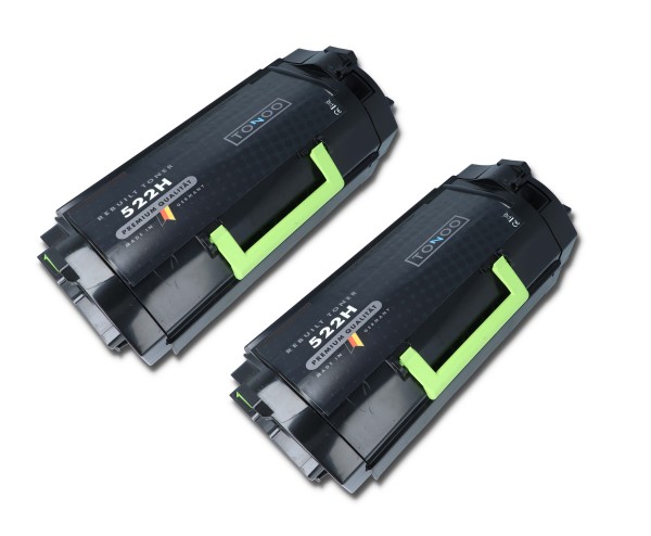 Tonoo® Toner ersetzt Lexmark 522H | 52D2H00 Schwarz Doppelpack XL