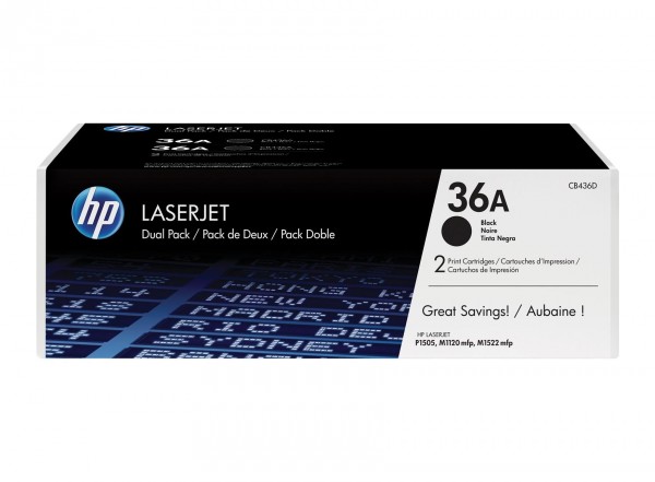 Original HP CB436AD / 36A Toner Schwarz Doppelpack