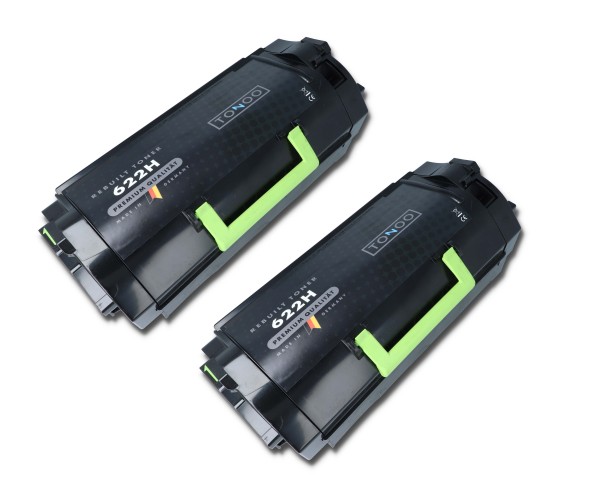 Tonoo® Toner ersetzt Lexmark 622H | 62D2H00 Schwarz Doppelpack XL