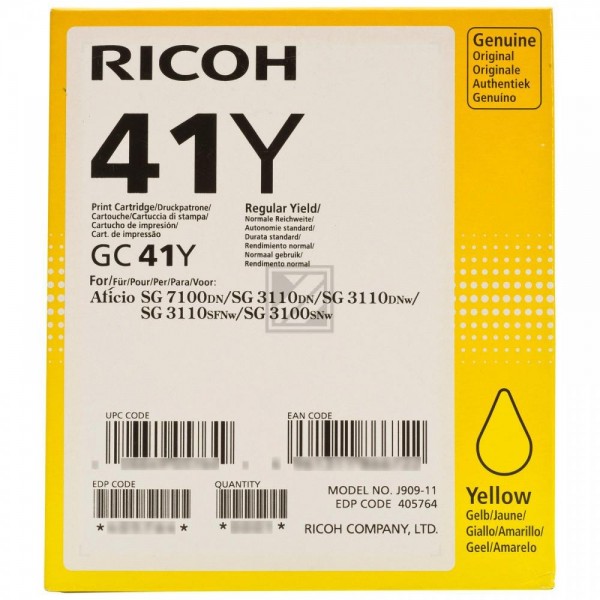 Original Ricoh 405764 / GC41Y Tinte Gelb